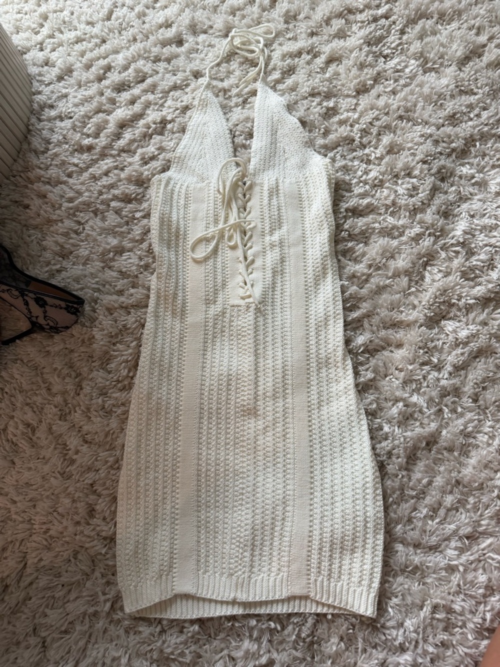 Beginning Boutique White Knit Halter Dress